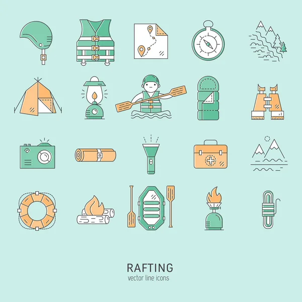 Rafting Icons set — Stok Vektör