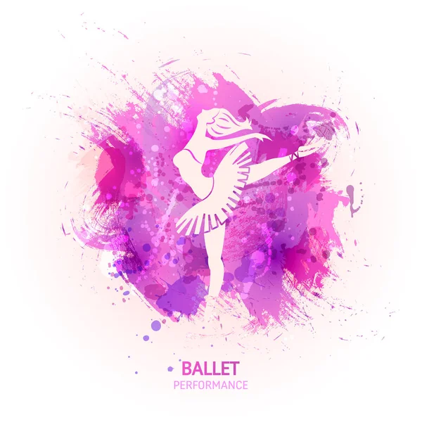 Ballerina on watercolor background — Stock Vector