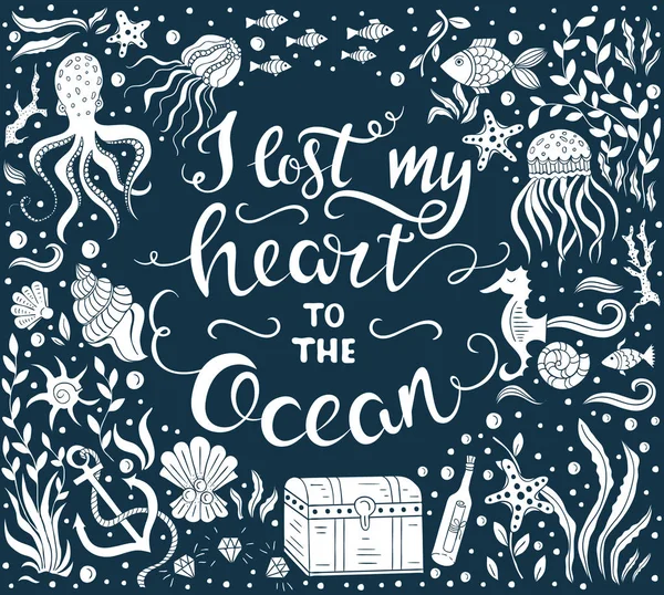 Óceán betűkkel illusztráció — Stock Vector