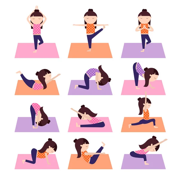 Yoga crianças poses — Vetor de Stock