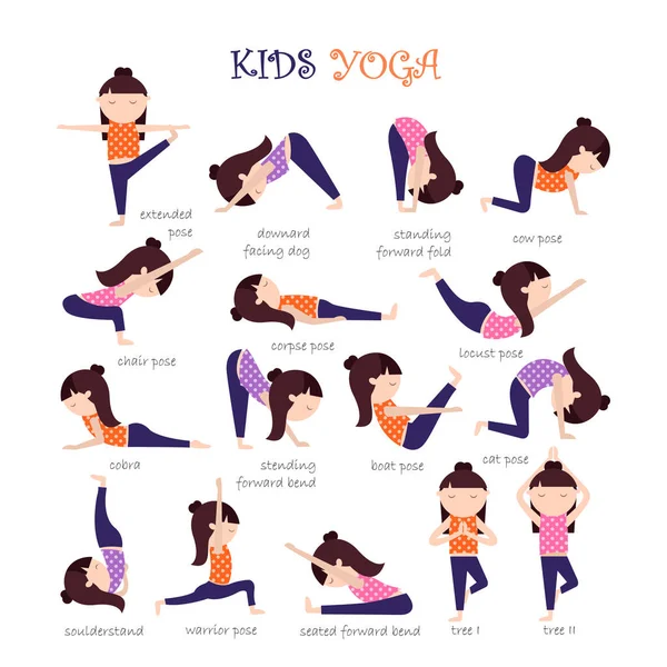 Yoga pose enfants — Image vectorielle