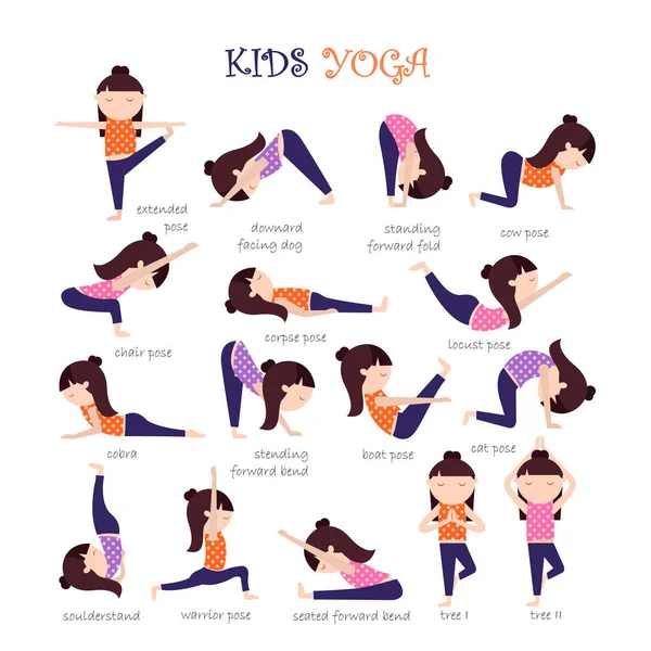 Yoga crianças poses — Vetor de Stock