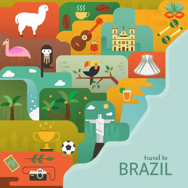 Brasil mapa concepto — Vector de stock