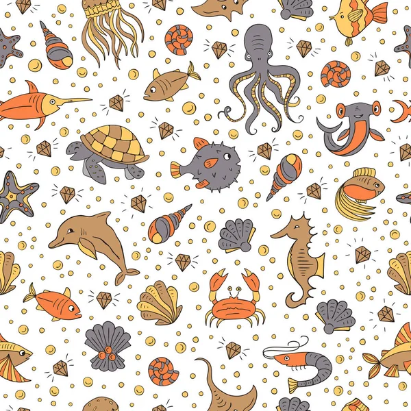 海の動物のパターン — ストックベクタ