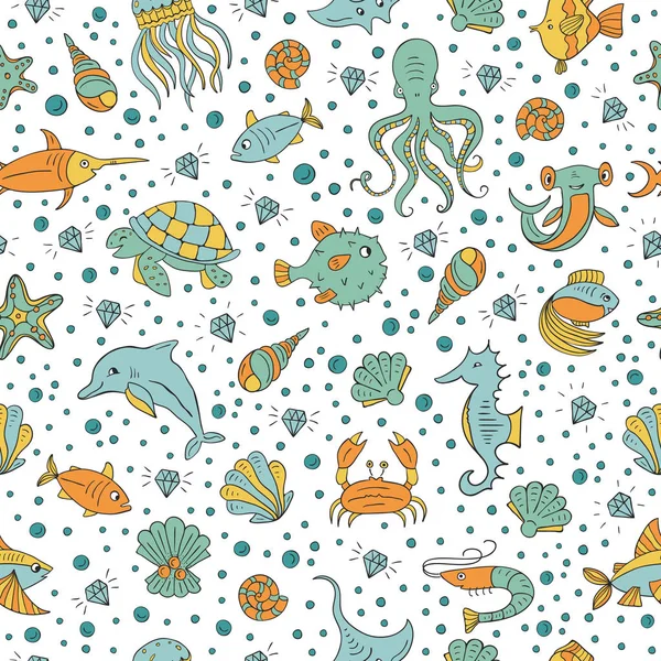 Havet djur mönster — Stock vektor