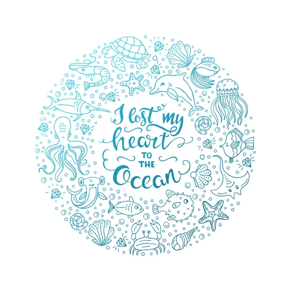 Ilustración de letras oceánicas — Vector de stock