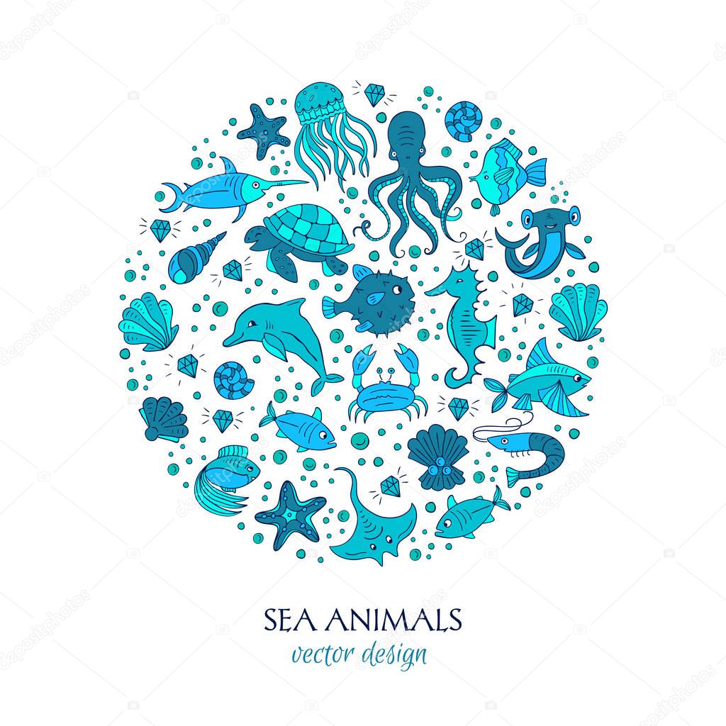 Sea animals circle