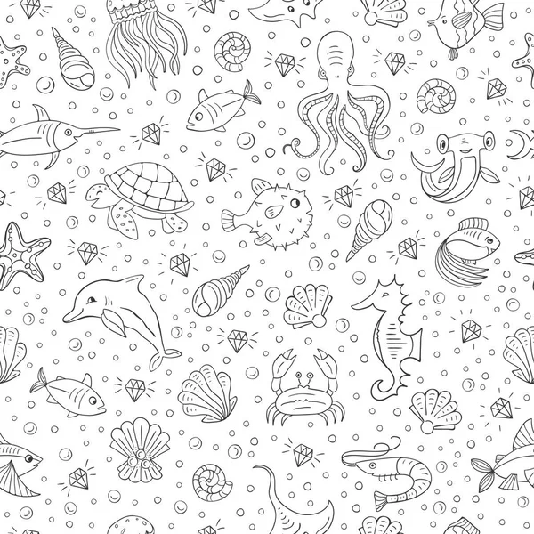 바다 동물 패턴 — 스톡 벡터
