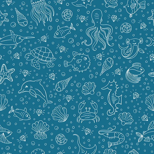 Sea animals pattern — Stock Vector