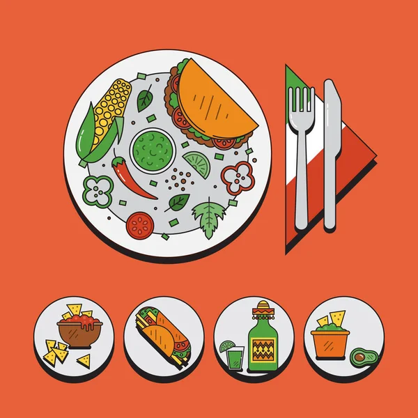 Vector Εικονογράφηση Σχεδιασμός Μεξικάνικο Φαγητό — Διανυσματικό Αρχείο