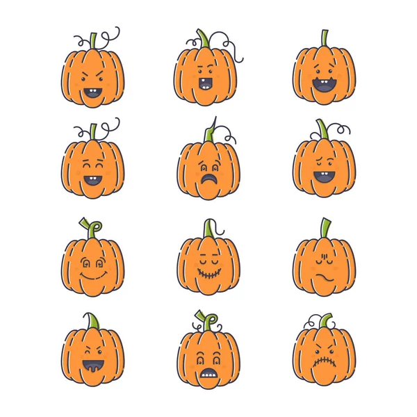 Cara assustadora da ilustração vetorial premium de abóbora de halloween