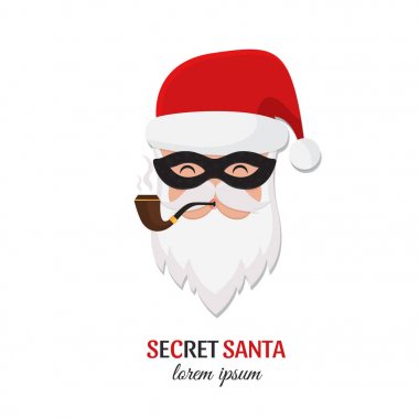Vektör gizli Noel Baba Noel çizimde Noel Baba ile üzerine beyaz izole maskesi. Xmas arka plan.