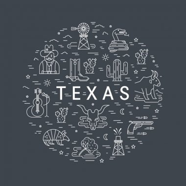 vektör çizim tasarım Texas anahat simgeleri