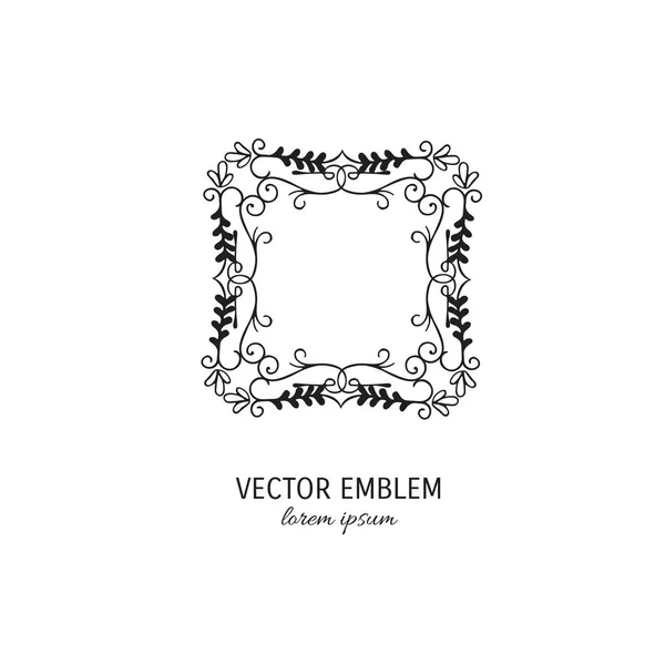 Símbolo Marco Flor Vector Logotipo Dibujado Mano Para Floristería Aislada — Vector de stock