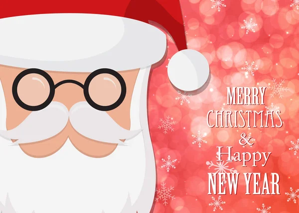 圣诞老人 眼镜和胡子孤立在散背景与雪花 时髦的圣诞老人新年和圣诞贺卡 — 图库矢量图片