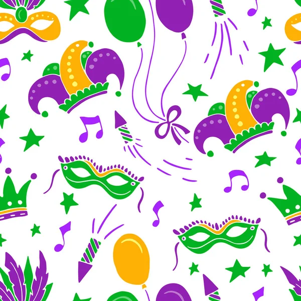 Mardi Gras Motif Coloré Sans Couture — Image vectorielle