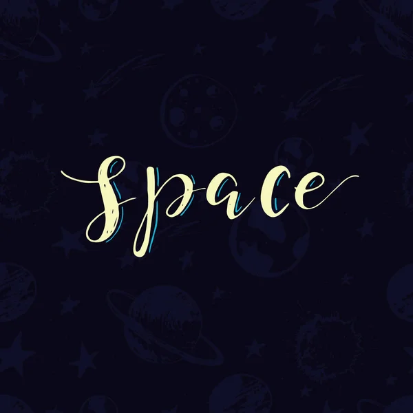 Vector Space Illustration Lettering Isolated Space Pattern Background — Stock Vector