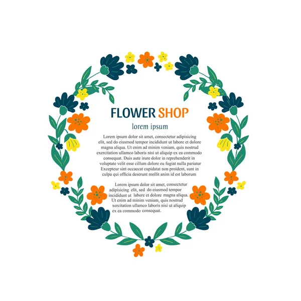 Vector Wreath Flower Shop Identity Text Vector Logo Design Can — Stock Vector