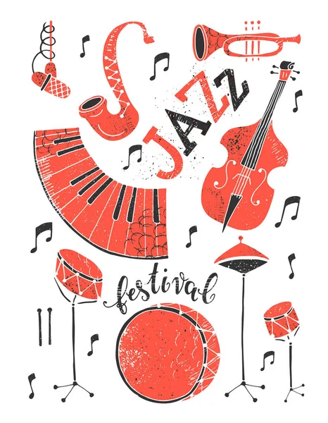Vector Jazz Festival Poster Modello Isolato Sfondo Bianco — Vettoriale Stock