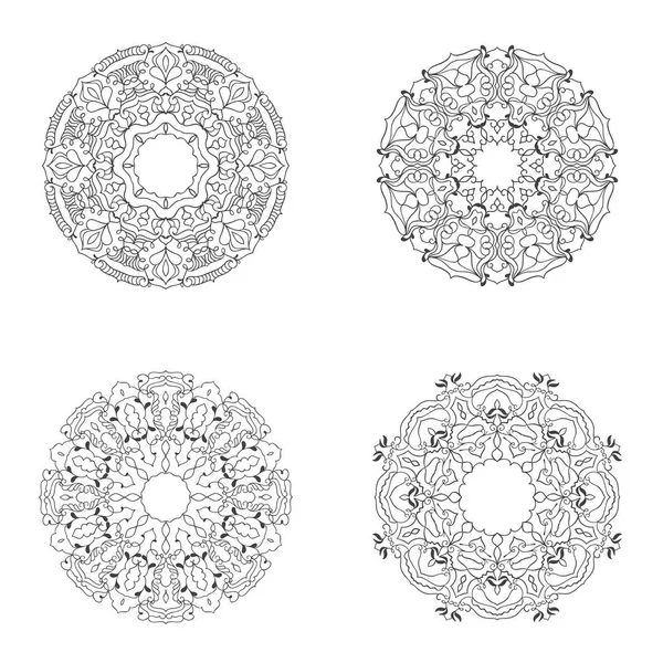 Mandalas Vectoriels Isolés Sur Fond Blanc — Image vectorielle