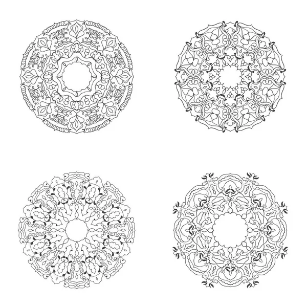 Mandalas Vectoriales Aisladas Sobre Fondo Blanco — Vector de stock