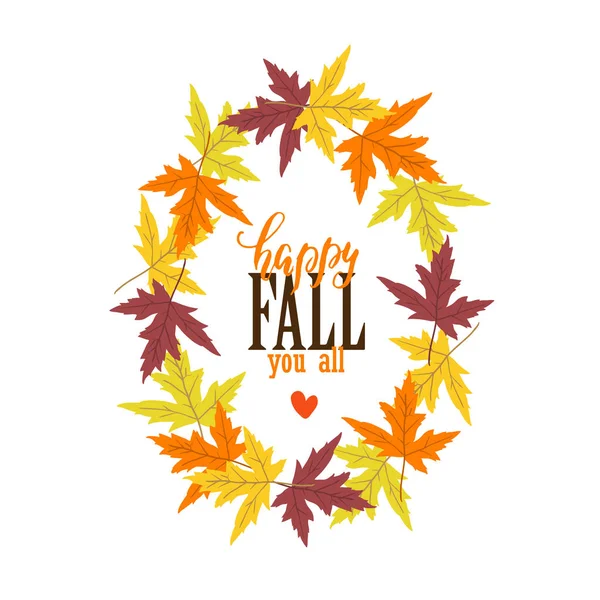 Vector Autumn Greeting Card Maple Leaves White Background — Stock Vector