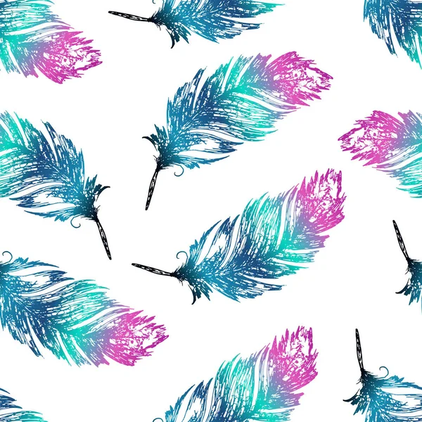 Hand Drawn Feathers Isolated Background — Stock Vector