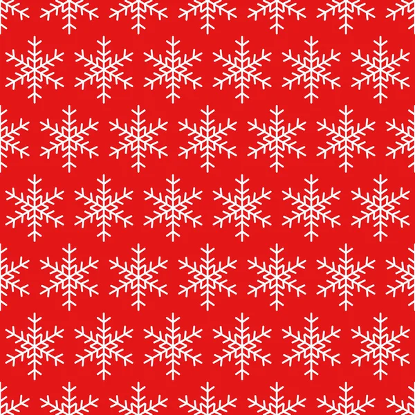 Nahtloses Muster Mit Schneeflocken Auf Rotem Hintergrund — Stockvektor