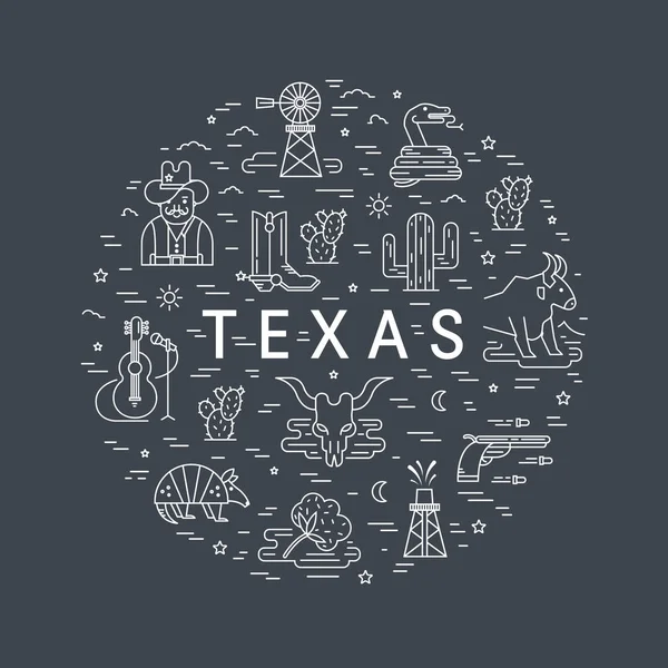 Vektor Illustration Design Von Texas Outline Icons — Stockvektor