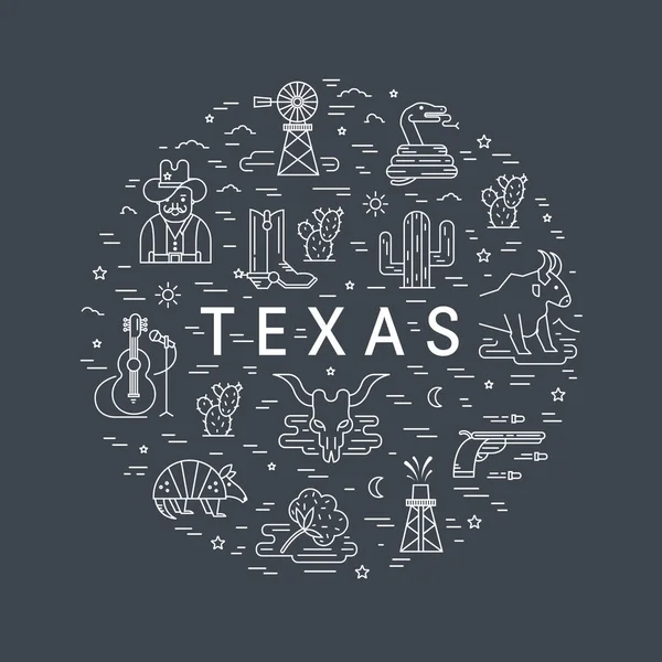 Diseño Ilustración Vectorial Iconos Contorno Texas — Vector de stock