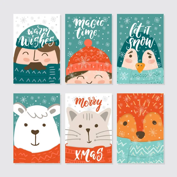 Set of vector winter inscriptions. Winter illustration and hand lettering  Hello winter, for stickers, printing, textiles, stationary, t-shirt, bag.  Stock Vector