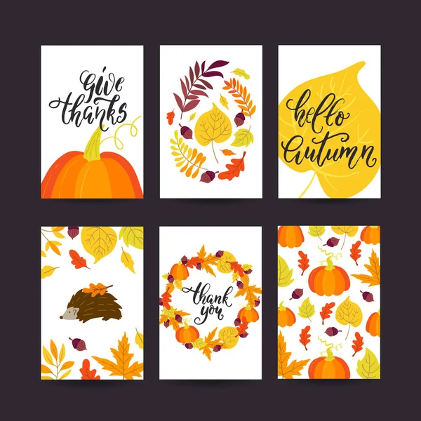 Carte Vœux Vectorielle Thanksgiving Dépliant Bannière Gabarits Affiches Symboles Dessinés — Image vectorielle