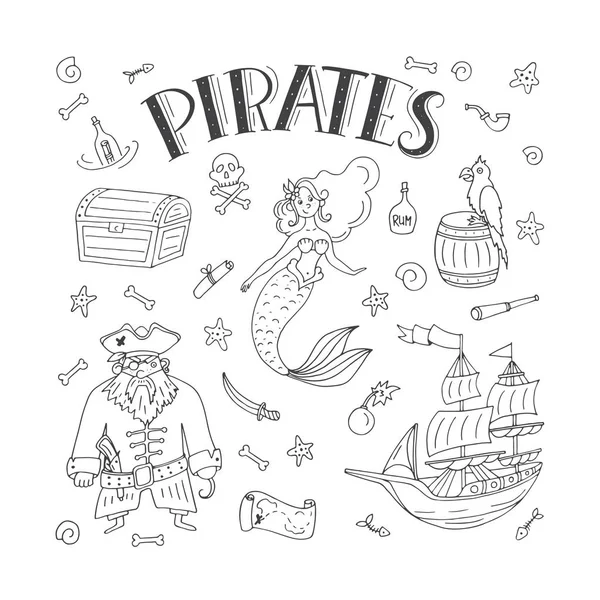 Serbest tarzda vektör Pirates ayarlayın.
