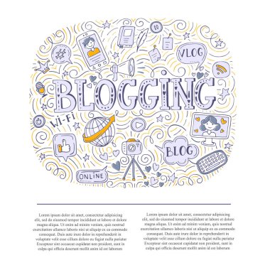 Bloglama elemanları ile renkli desen. 