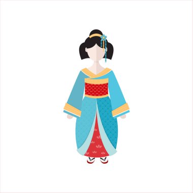 Beyaz arka plan üzerinde izole kimono içinde vektör Japon geyşa .