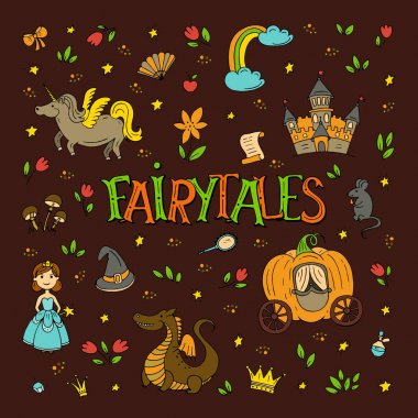Cute fairy tales illustration with hand drawn elements. clipart