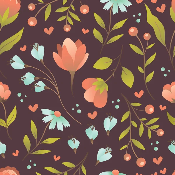Texture Sans Couture Avec Motifs Floraux — Image vectorielle