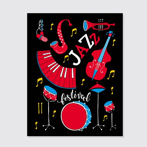 Vector Jazz Festival Poster Template Eventi Musicali Concerti Jazz — Vettoriale Stock