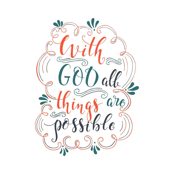 Vector Religions Lettering God All Things Possible Shirt Hand Lettered — Stock Vector