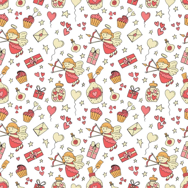 Valentine Seamless Pattern Holiday Pictures — Stock Vector