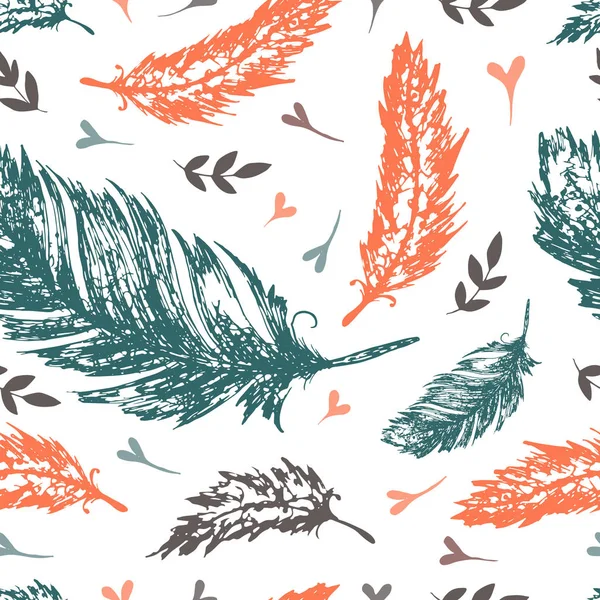 Hand drawn feathers isolated on background