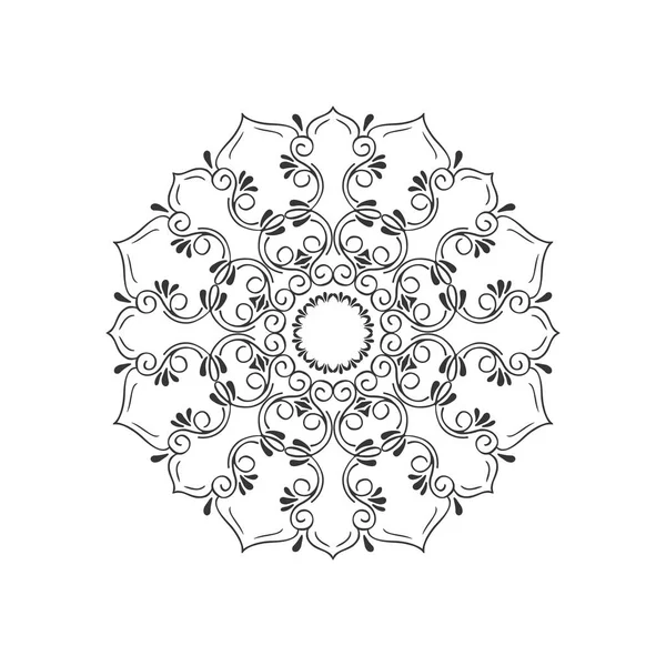 Монохромный Круглый Орнаментальный Контур Мандала — стоковый вектор