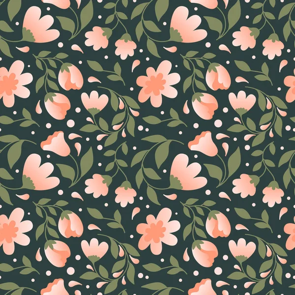 Patrón Floral Vector Sin Costuras Telón Fondo Primavera Verano Diseño — Archivo Imágenes Vectoriales