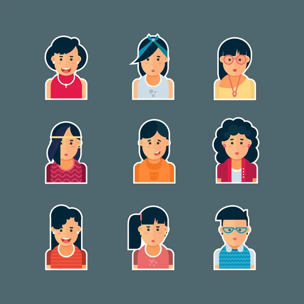 Красочные Векторные Люди Коллекция Аватаров Векторный Дизайн Различных Персонажей Включая — стоковый вектор