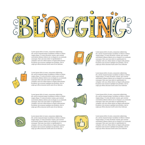 Colorato Modello Senza Cuciture Con Elementi Blogging — Vettoriale Stock