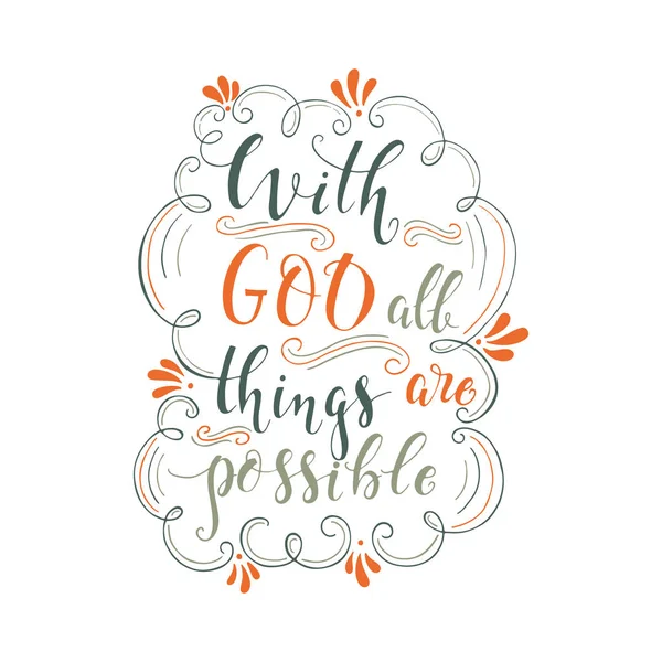 Vector Religions Lettering God All Things Possible Shirt Hand Lettered — Stock Vector