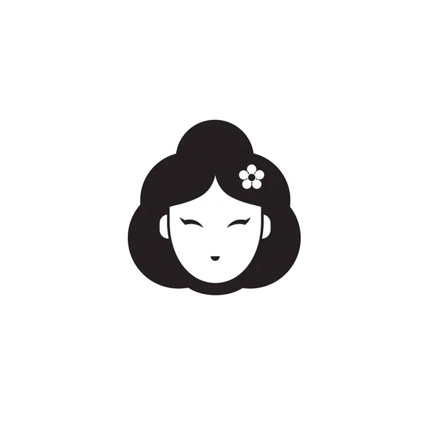 Vecteur Geisha Icône Asiatique Fille Japonais Fille Logo — Image vectorielle