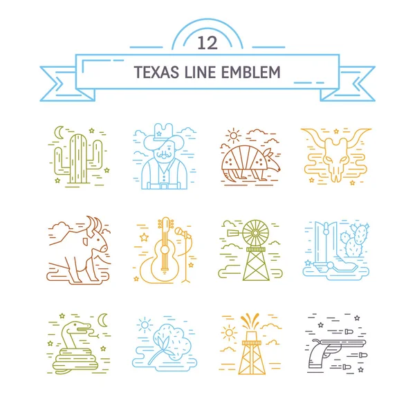 Design Ilustração Vetorial Ícones Contorno Texas — Vetor de Stock