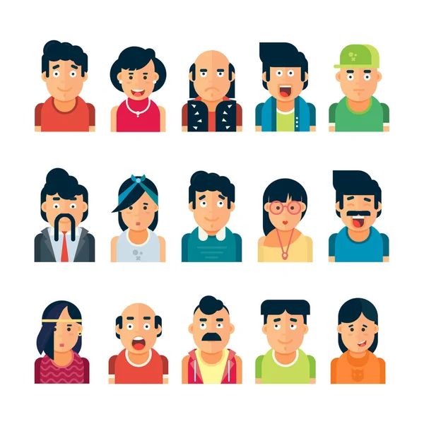 Colorido Vetor Pessoas Avatar Coleção Desenho Vetorial Personagens Diferentes Incluindo —  Vetores de Stock