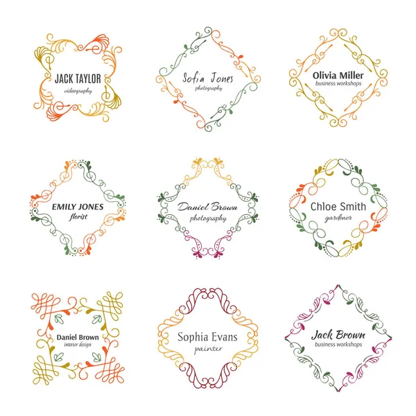 Collection Modèles Logo Encre Vectorielle Formes Florales Esquissées Main Pour — Image vectorielle